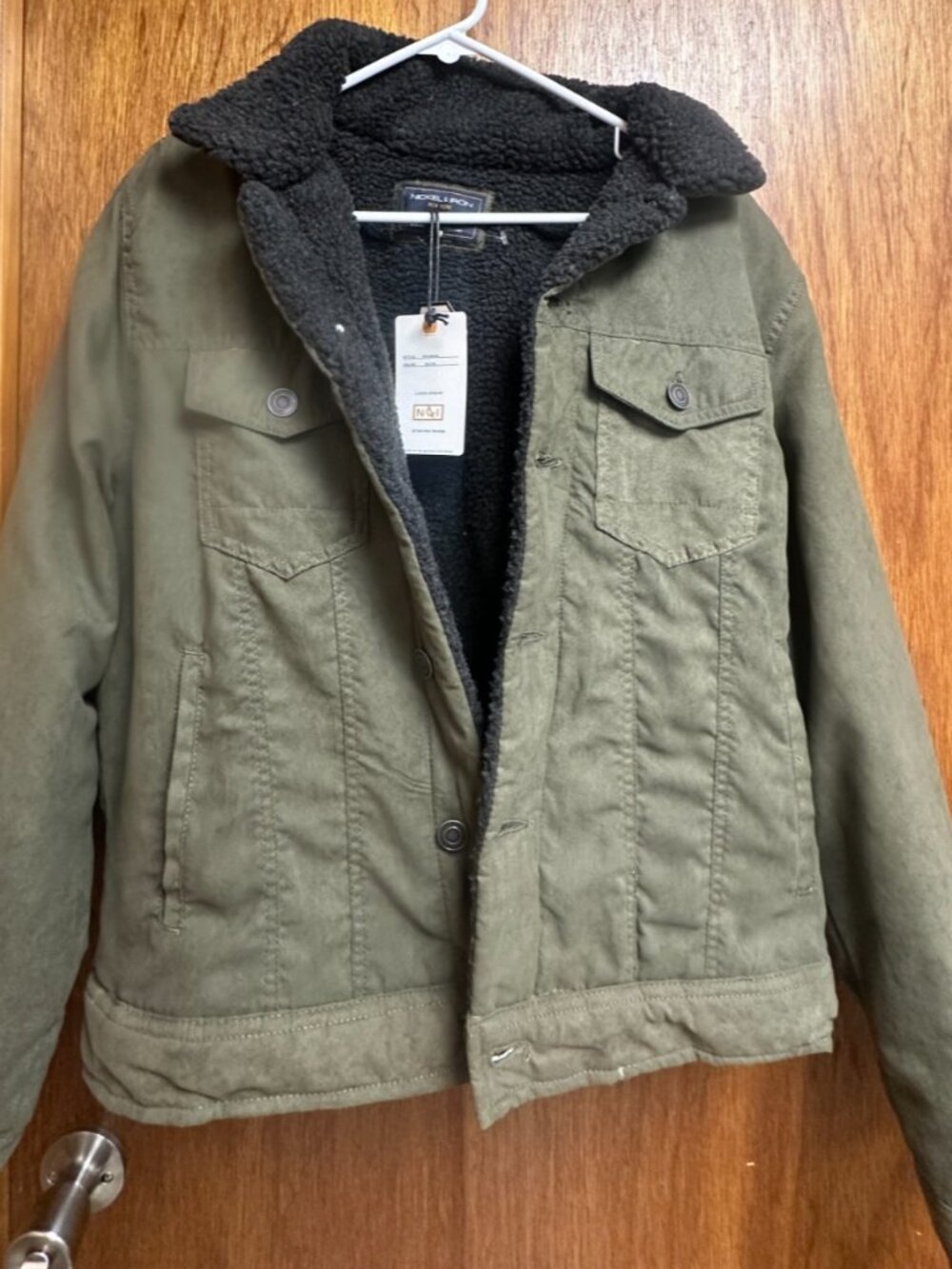 Nickel & Iron Fleece Lined Collared Flap Pockets Full Zip Jacket Coat Large NWT
